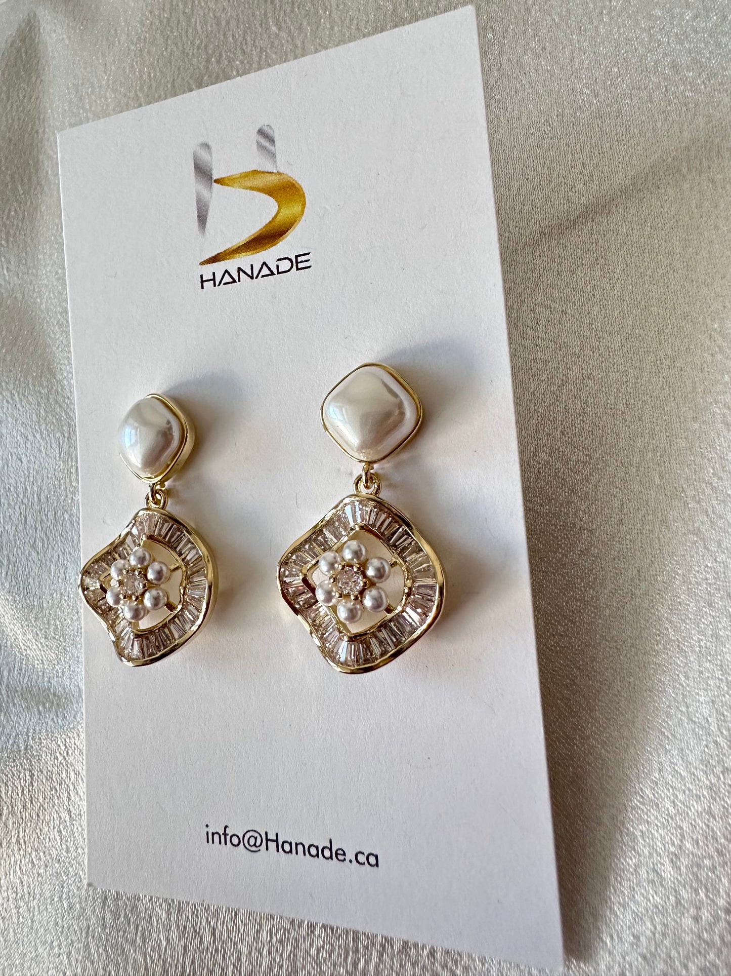 Square Decor Flower artificial Pearl Dangle earring