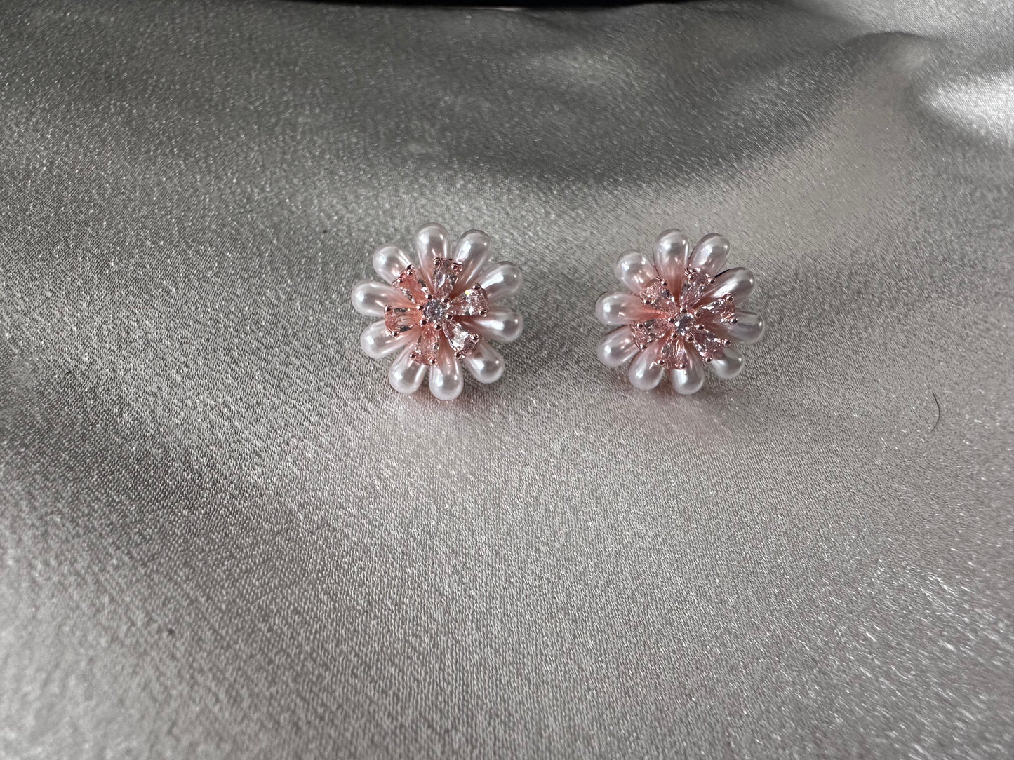 Flower design Rose plated Stud Earring