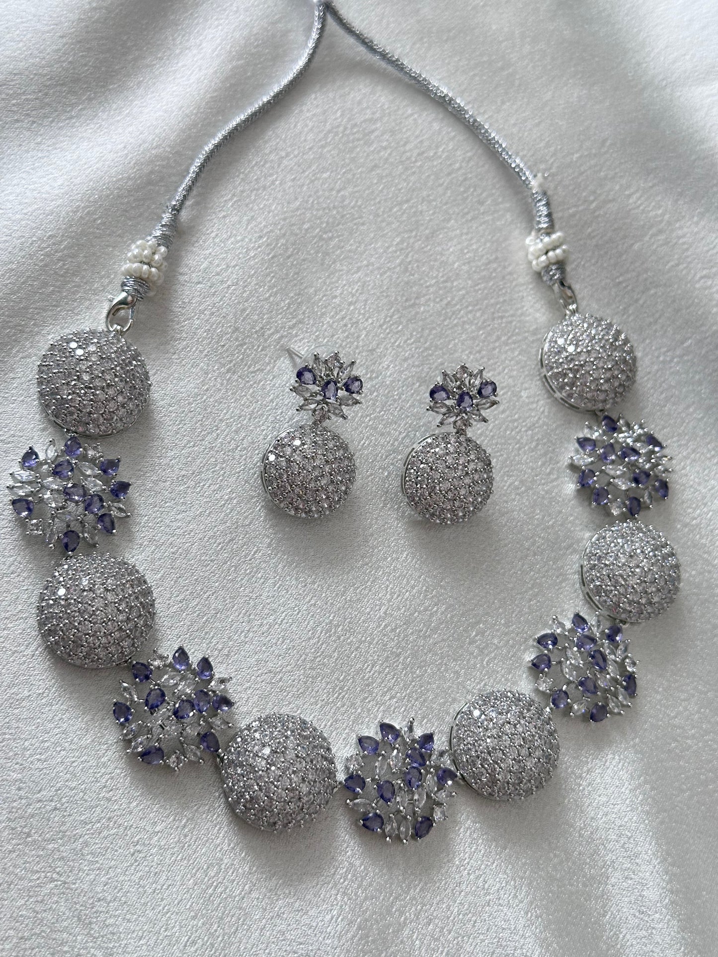 Accent AD Necklace Set - Lavender & White