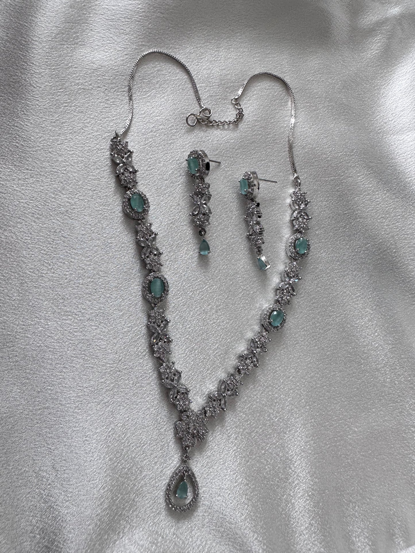 Constella- Pear Drop AD Necklace Set - Mint