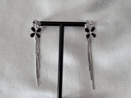 Flower with Chain Design Stud Earring