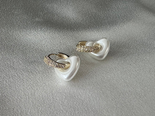 Heart Shaped Pearl Hoop Earring