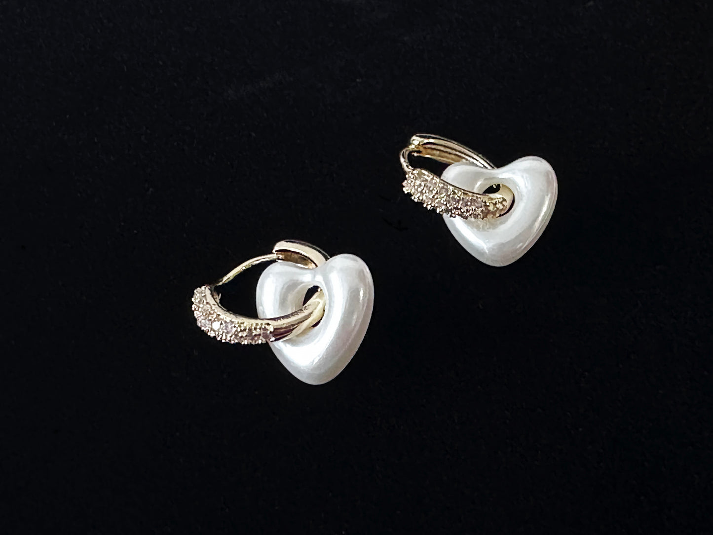 Heart Shaped Pearl Hoop Earring