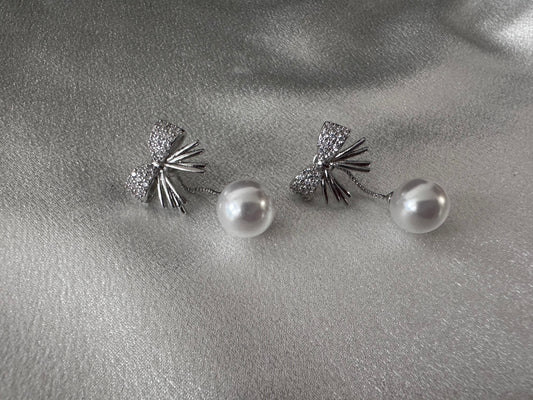 Bow Design Pearl Drop Earring