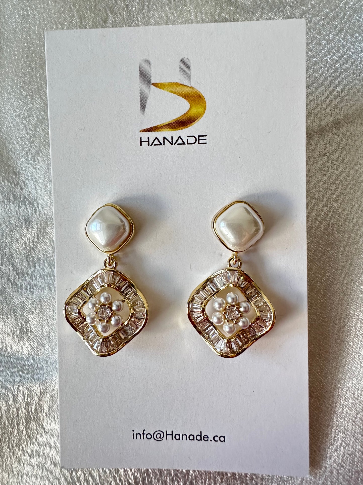 Square Decor Flower artificial Pearl Dangle earring