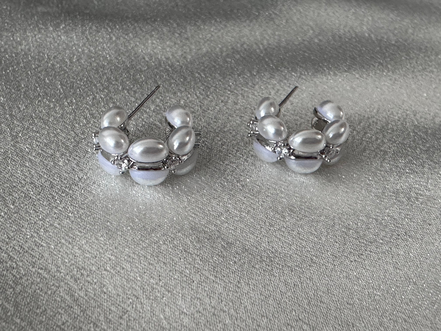 Double Layer Pearl C shaped Earring