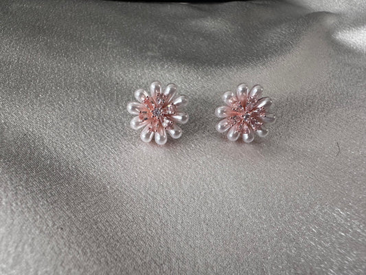 Flower design Rose plated Stud Earring