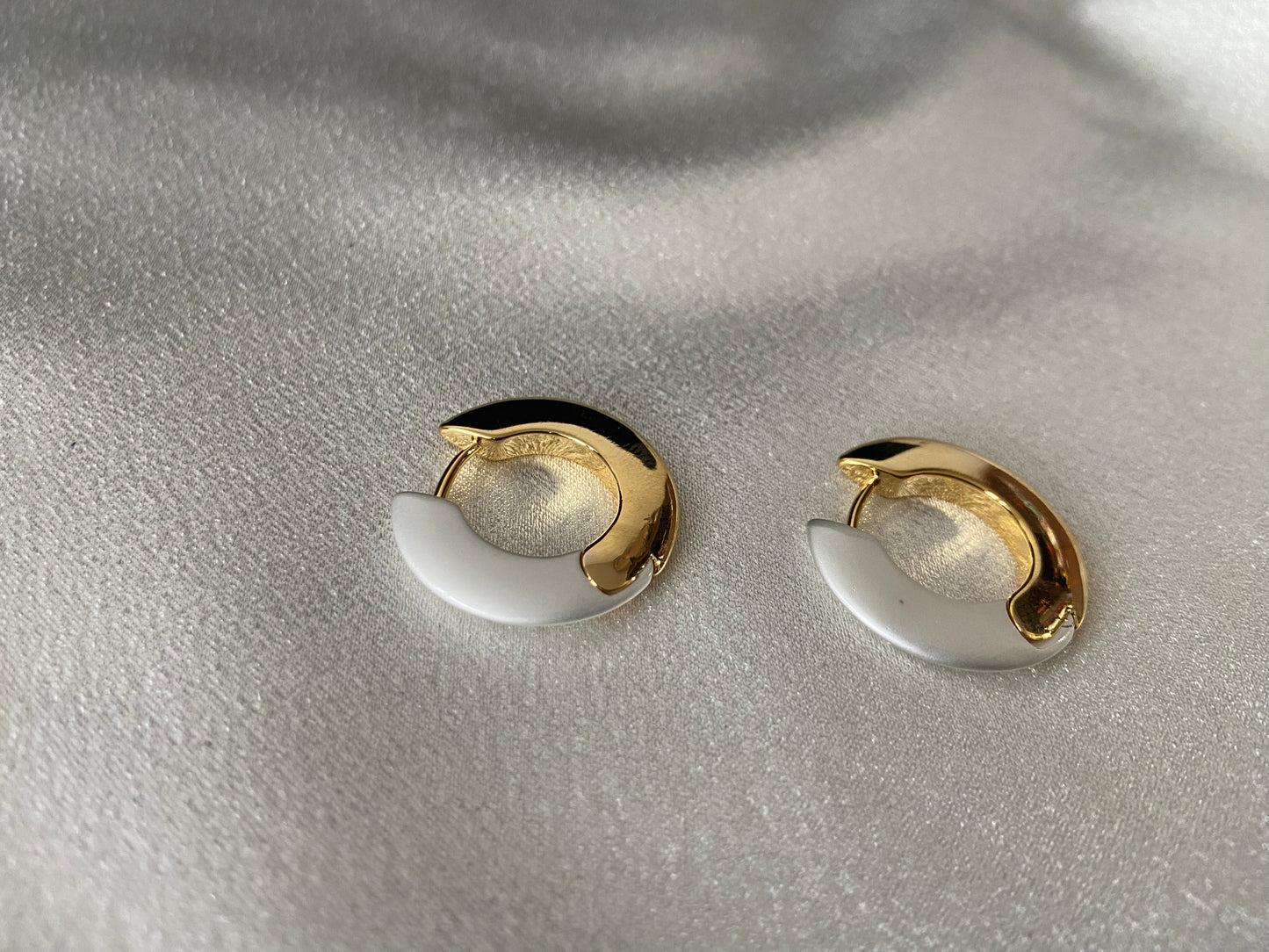 White & Gold Hoop Earring