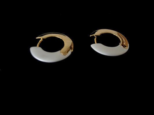 White & Gold Hoop Earring