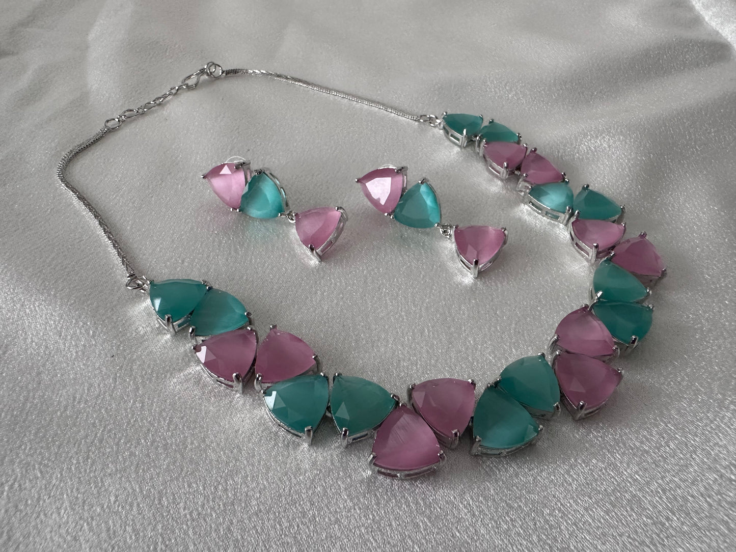 Gemma American Diamond Set - Mint & Rose
