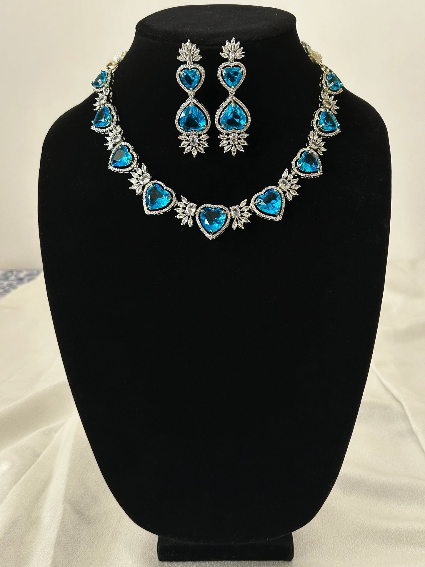 Gemma - American Diamond Set - Blue Glass Stone