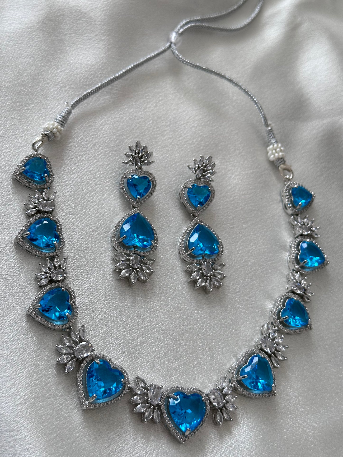 Gemma - American Diamond Set - Blue Glass Stone