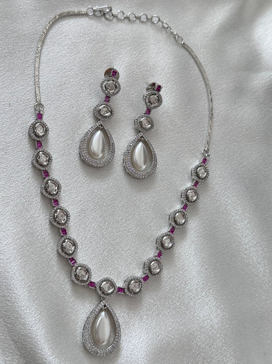 Allure- Fusion MOP AD Necklace Set- Ruby