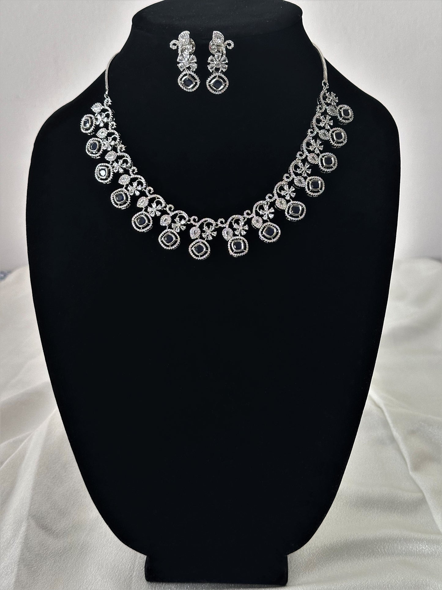 Allure- AD Necklace Set - Dark Blue