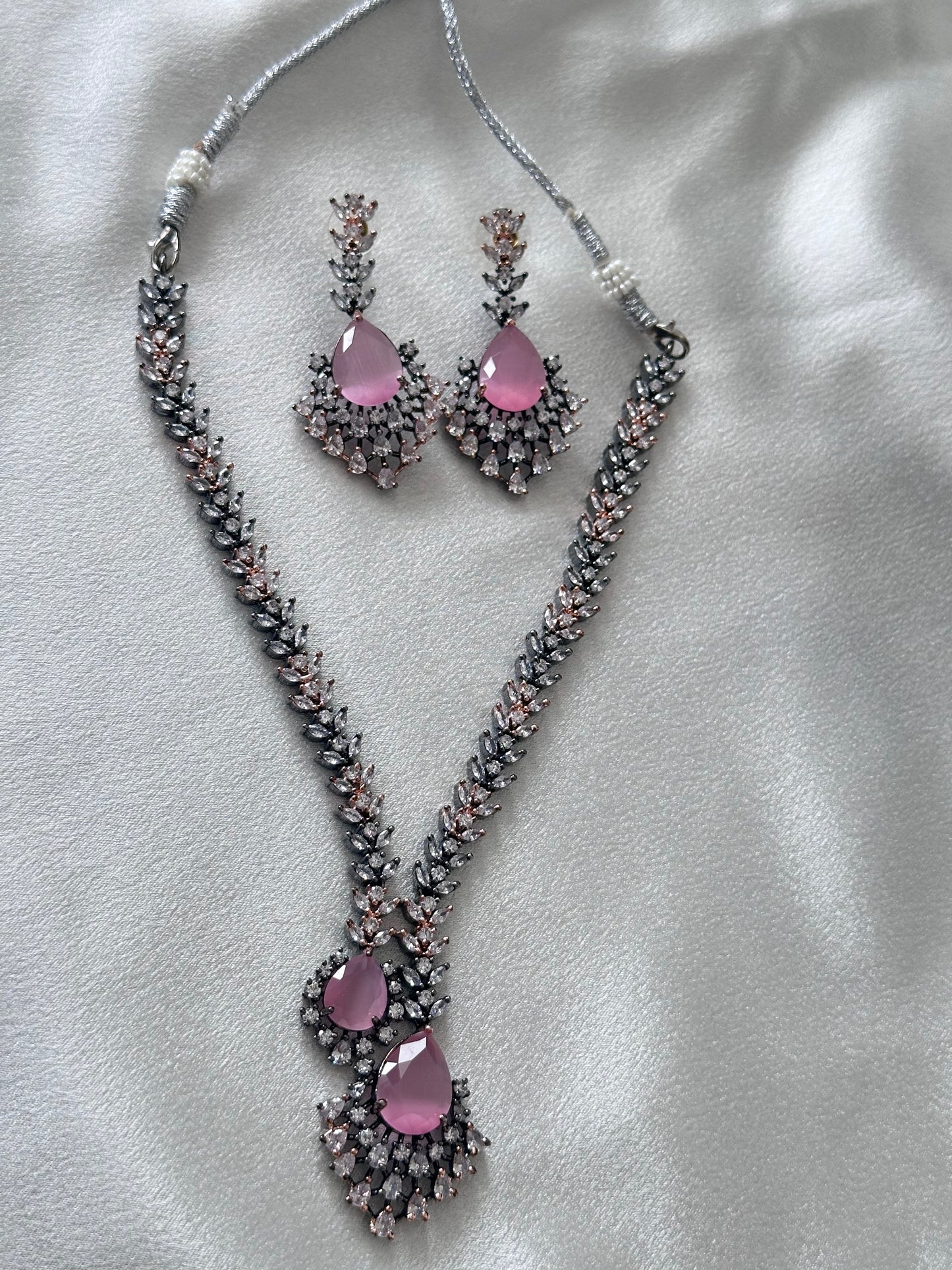 Allure- AD Necklace Set - Rose