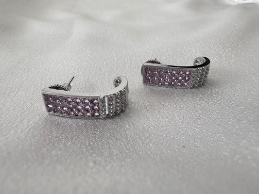 Half Hoop AD Earring - Rose & White
